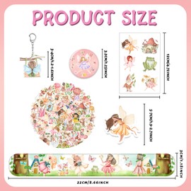 98PCS Fairy Party Favors Fairy Birthday Decorations with Woodland Fairy Slap Bracelets Fairy Stickers Fairy Badge Fairy Keychains Fairy Tattoos for Fairy First Birthday Party Supplies Gifts