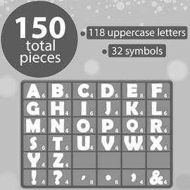 Qyeahkj 150 PCS Large 6" Font Bulletin Board Letters and Punctuation Cutouts Combo Set Pure White Border Letters Decoration for Classroom Alphabet Poster Wall Bulletin Board Display Home School Decor