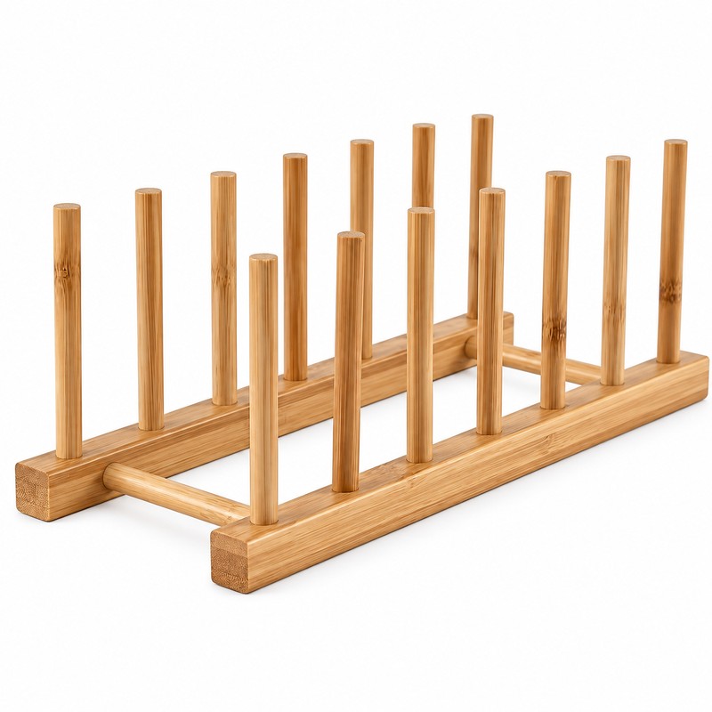 Bamboo Dish Drying Rack for Kitchen Countertop Organization – Reusable