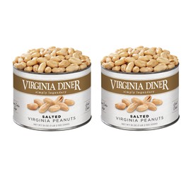 Virginia Diner Gourmet Blister Roasted All Natural XL Virginia Peanuts with Unique Crunch Heart Healthy Snack or Gift 18oz (2 Pack) Salted
