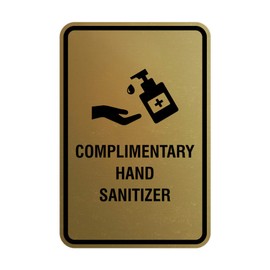 Signs ByLITA Portrait Round Complimentary Hand Sanitizer Sign (Brushed Gold) - Small