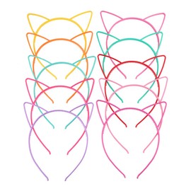 Cat Ear Headband, Headband with Cat Ears 10 Colours Plastic Cat Ears Hair Band Cat Bow Hairbands Makeup Party Headwear for Women Girls