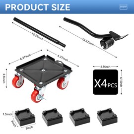 SUMIHUM Furniture Dolly, Furniture Movers, Furniture Lifter Tool Set with 5 360° Rotatable Universal Wheels, Carbon Steel Panel Heavy Duty Dolly, Max Load 3300LBS