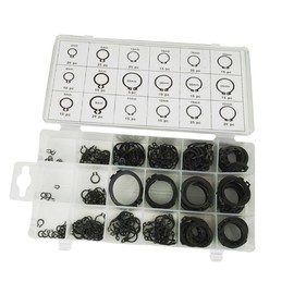 CIYODO 300 Pcs External Snap Ring Retainer Assortment Kit Circlip Various Applications Organized Resealable Storage Case Black