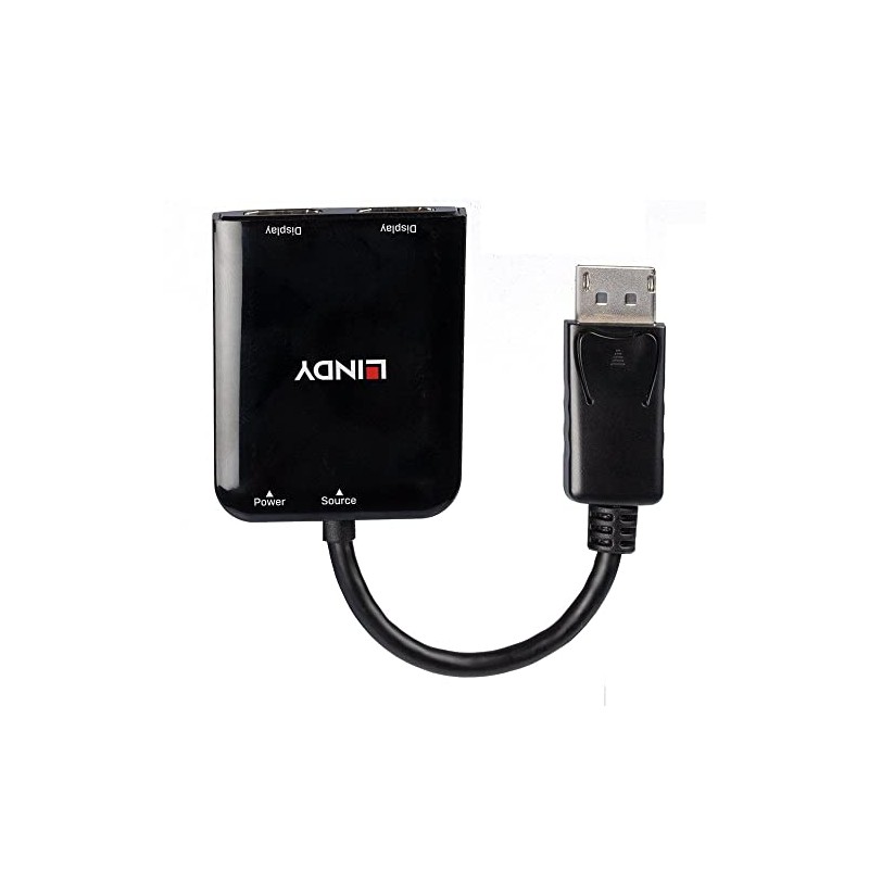 LINDY 38430 2 Port DisplayPort 1.2 MST Hub, Black, 4K@60Hz,