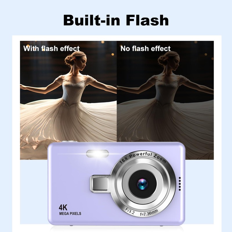 4K Digital Camera, Acbaeta Autofocus 50MP Vlogging Camera with 32G
