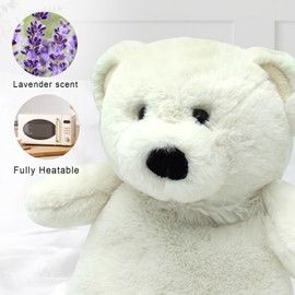 Daniel James Warm Hugs Microwaveable Plush Polar Bear - Heatable Wheat Bag with Lavender Scent - Cute Cuddly Animal Heat Pad for Adults & Children - Polar Bear