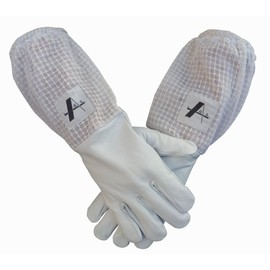 Beekeeper gloves 3 layer ultra white ventilated bee keeping gloves beekeeping (Large)