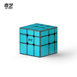 Qiyi - cubeta magnético para espejo de 3 x 3 x 3 pulgadas, con forma de cubeta de 3 x 3 pulgadas, con títulos (azul)