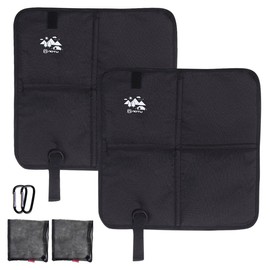 LynsaTac 2 Pack Waterproof Seat Cushion, Portable Folding Oxford Mat for Camping Hiking Fishing - Moisture Proof Picnic Pad with D Clip & Net Bag (Black, 2 PC)