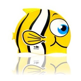 escualo Gorra para Natacion Niños y Niñas Modelo Pez (Silicon) Impermeable, Unitalla, Color Amarillo