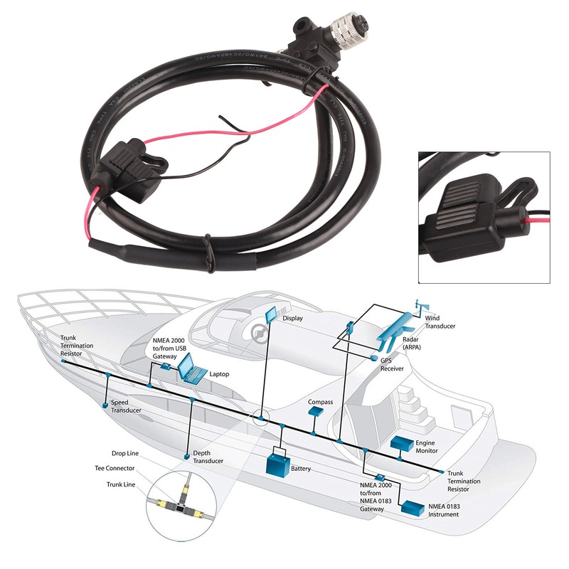 For NMEA 2000 1m/3.28ft 5 Core T Connector Backbone Cable