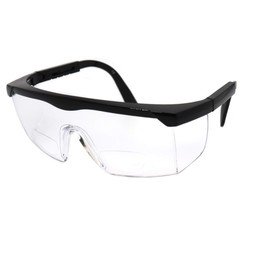 ColorViper safety glass clear inner BiFocus reader adjustable temple length Z87.1+ meets ANSI (shiny black, 2.5, diopters)