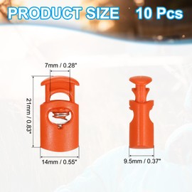 PATIKIL Plastic Cord Lock, 10 Pack Single Hole Spring Toggle Stopper Adjustable Cord Stops Fastener End for Paracord, Camping, Hiking, Drawstring, Shoelace Replacement, Orange