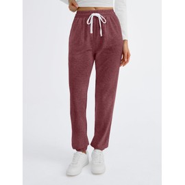 AUTOMET Sweatpants Women with Pockets Lounge Pajama Pants Work Joggers Fall Clothes Winter Business Casual Outfits 2025 Wine Red S