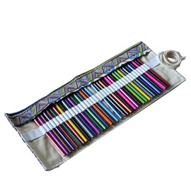 GRIRIW Slot Ethnic Style Pencil Wrap Roll up Case Washable Pencil Organizer for Artists Students Convenient Storage Pouch for Painting Supplies and Stationery