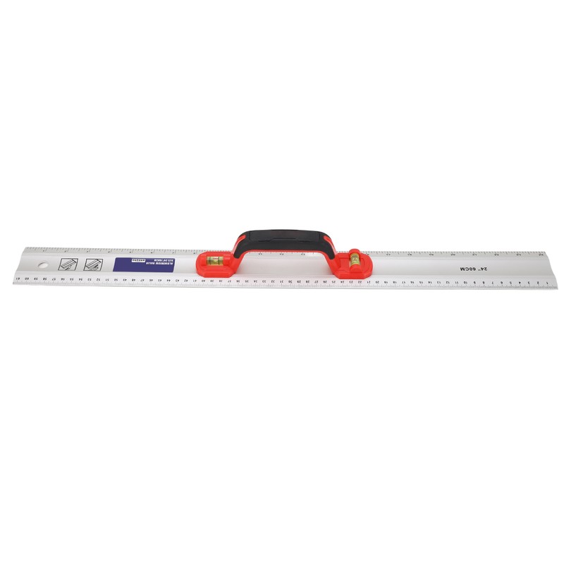 Aluminum Straight Edge Ruler with Handle Bubble Metal Centimeter Inch