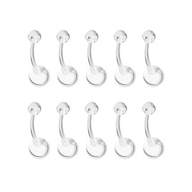 CM Crareesi Mania Pack of 10 Belly Button Piercings Retainers 10 mm Pregnancy Belly Button Piercing 14G Acrylic Belly Button Piercing Balls Maternity Belly Button Piercing Bioflex Plastic Belly Button