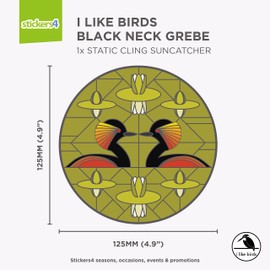 I Like Birds Static Cling Window Stickers for Glass - Black Neck Grebe Suncatcher Small Stained Glass Window Stickers