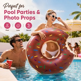 Donut Inflatable Pool Float for Summer Fun – PVC Swimming Ring for Pool Parties, Beach Trips & Photo Props