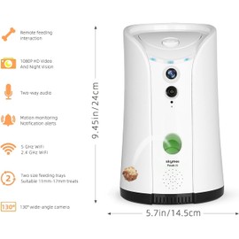 SKYMEE Dog Camera Treat Dispenser,WiFi Full HD Pet Camera with Two-Way Audio and Night Vision,Compatible with Alexa (2.4G WiFi ONLY) (Petalk AI)