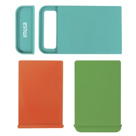 IMUSA Nesting Cutting Board Set with Removable Tray – 4 Piece 14" x 7.5" Plastic Cutting Boards for Kitchen, Color Coded Chopping Board Set, Dishwasher Safe, Easy to Clean, Food Prep Boards