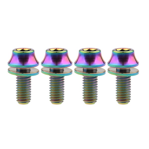 Wanyifa Titanium M5x12mm with Washers Bicycle Water Bottle Cage Hex Bolts Pack of 4 (Colorful)