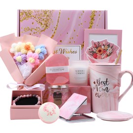 Regalos de Cumpleaños para Mujeres, 10 Piezas Canasta de Spa Relajante para Mujer. Regalos Originales Mujer, para Ella Amiga, Mamá, Novia (Rosa)      