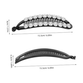 WOONEKY 2pcs Vintage Artificial Pearl Banana Clips Hair Accessories for Women Comfortable Ergonomic Design with Strong Grip Suitable for Thick and Fine Hair Elegant Updo Styling for