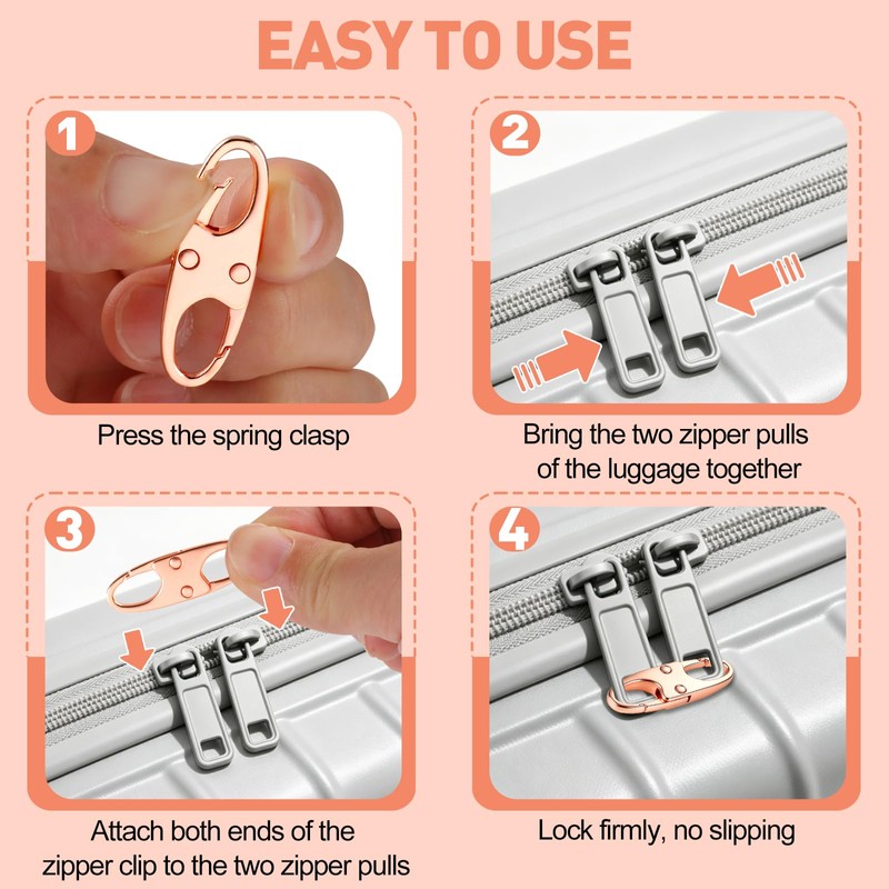 6 Pack Zipper Clips Anti Theft, Double Opening Zipper Lock