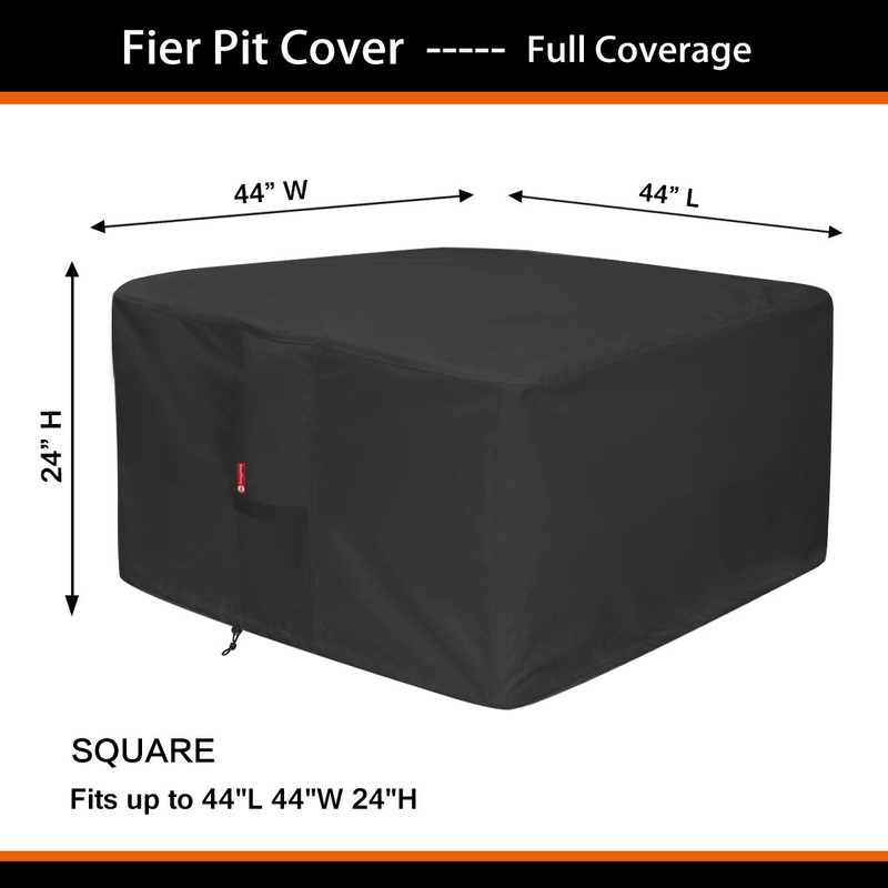 SheeChung Large 44'' Square Fire Pit Cover - Waterproof 600D