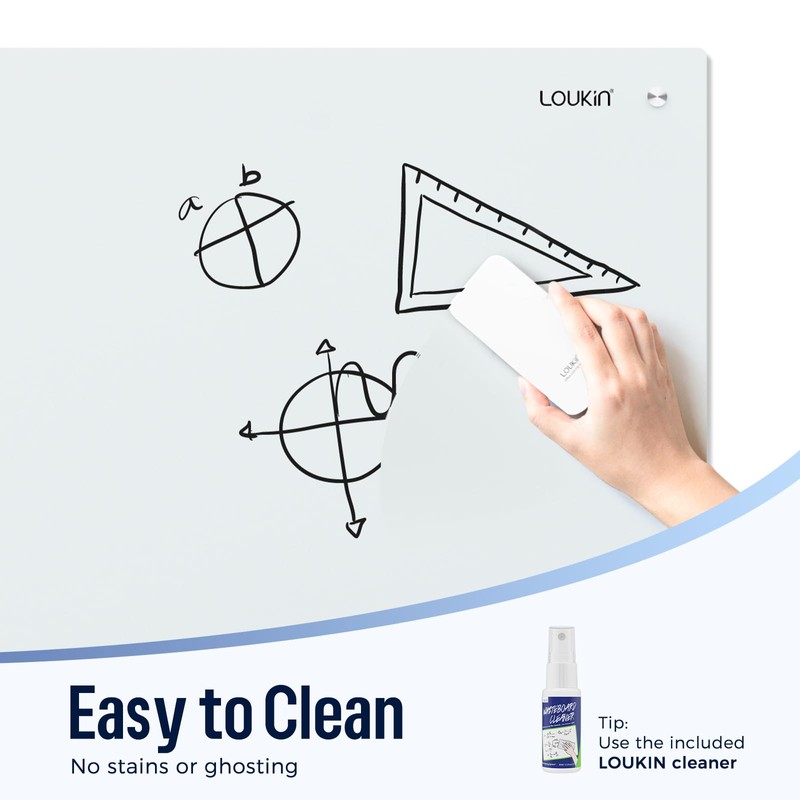 Loukin Glass Whiteboard for Wall, 35" x 24" Magnetic Dry