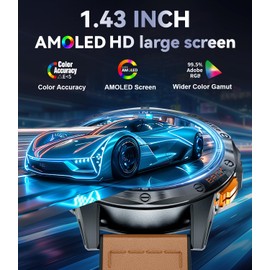 DREMAC DM1 GPS Smartwatch Men 48mm-1.43'' AMOLED Display,Fitness Watch with 70+ Sport Modes/Health Monitor,Outdoor Smartwatch with LED Flashlight/Altimeter/Compass,IP68 Waterproof for iOS Android