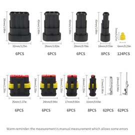 Cable Connector Car Waterproof Connector 1/2/3/4-Pin Male and Female for Car Motorcycle Boats 352 Pieces
