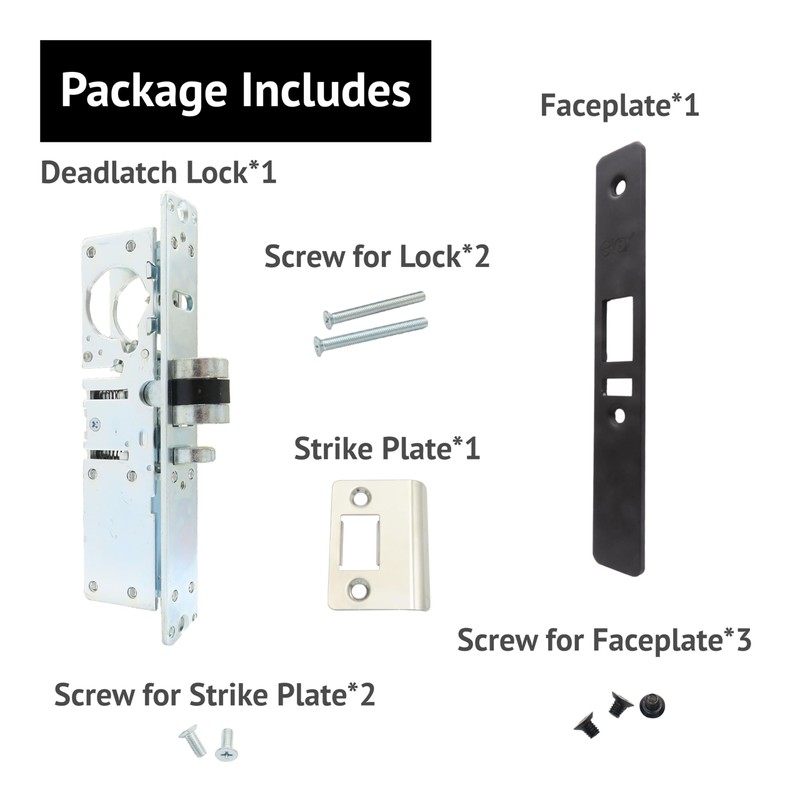 elox Narrow Stile Aluminum Door Mortise Deadlatch Lock, Handing reversible