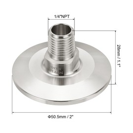 PATIKIL 1.5 in TC Tri Clamps Adapter, Pack of 2 Tri Clamps Fittings to NPT 1/4 Male Thread Adapter Sanitary 304 Stainless Steel for Food, 50.5 mm Ferrule