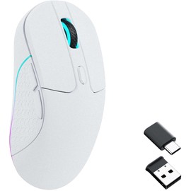 Keychron M3 Wireless Mouse, PAW3395 Sensor, Programmable Macro Button, 26,000 DPI Support, 2.4 GHz/Bluetooth 5.1 Compatible, 79g Lightweight, Ergonomic Design (White)