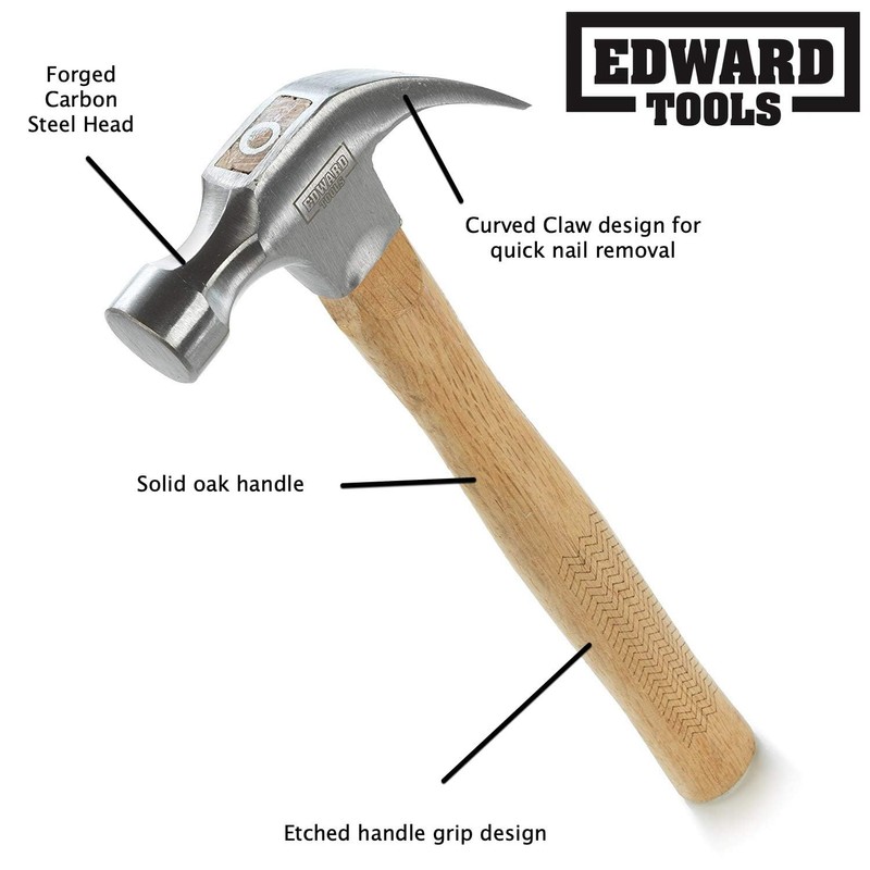 Edward Tools 16 oz. Oak Claw Hammer (Pack of 2)