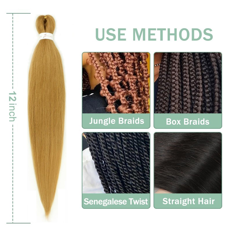 27 Honey Blonde Braiding Hair Pre stretched 12 Inch 3