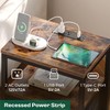 Huuger Nightstand with Charging Station, Side Table with Fabric Drawers,