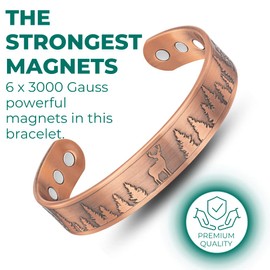 Willis Judd Deer Mountain Wildlife Men's Pure Copper Magnetic Bracelet Bangle