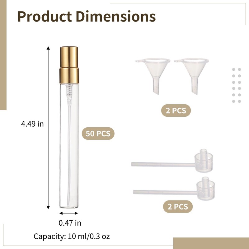 50 Pcs 10 ml Perfume Bottles - Refillable Glass Mini