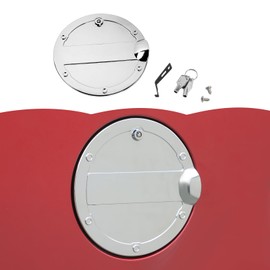 RT-TCZ Fuel Filler Door Locking Gas Tank Cap Cover Accessories for Ford F150 2015-2020 (Chrome)