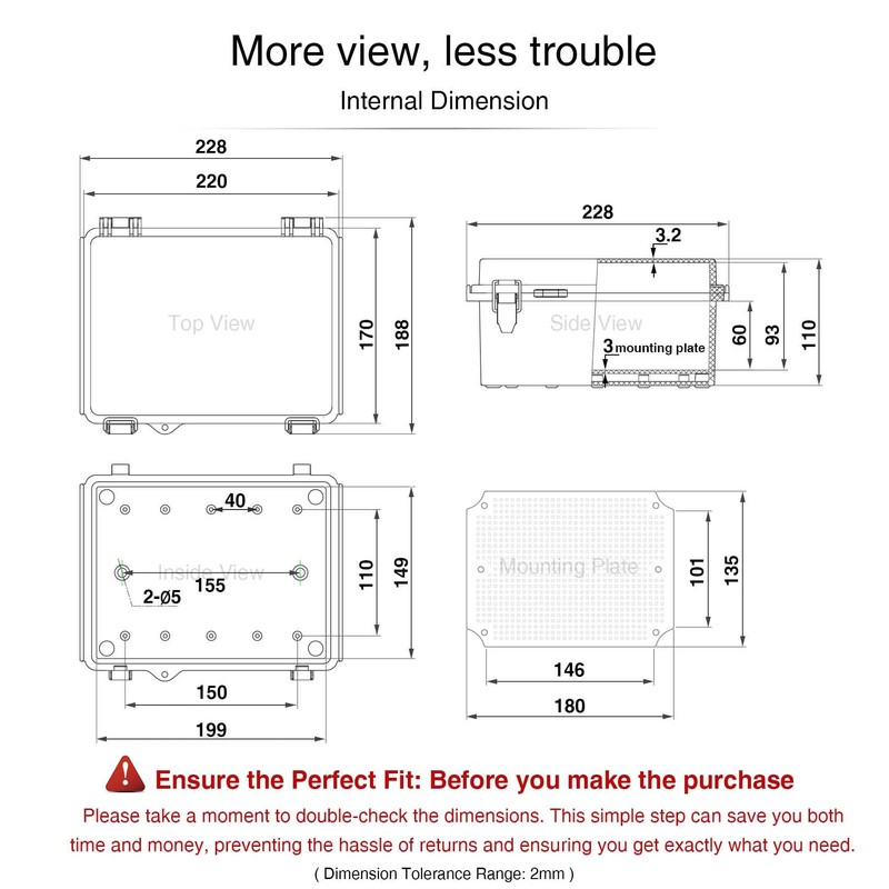 QILIPSU Waterproof Junction Box IP67 Outdoor Plastic Electrical Project Enclosure