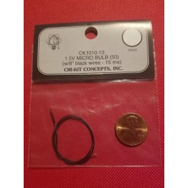 Cir-Kit Dollhouse Miniature 1.5v Micro Bulb w 8" Blk wires CK1010-13 Vintage NOS