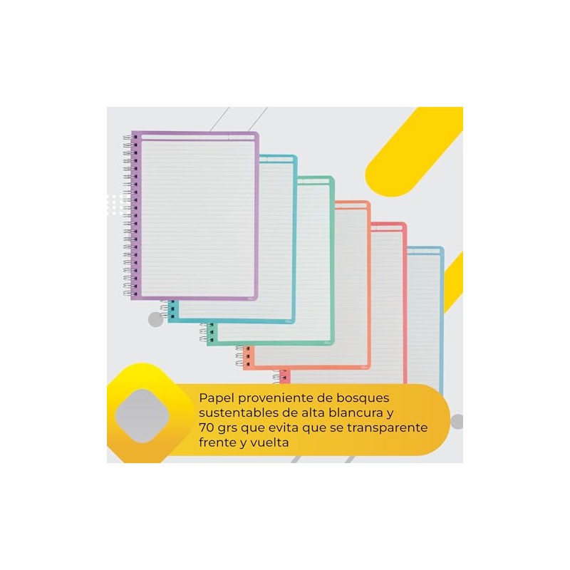Printaform Libreta Profesional Arcoíris Pastel Universitaria 200h, 2 piezas, Raya,