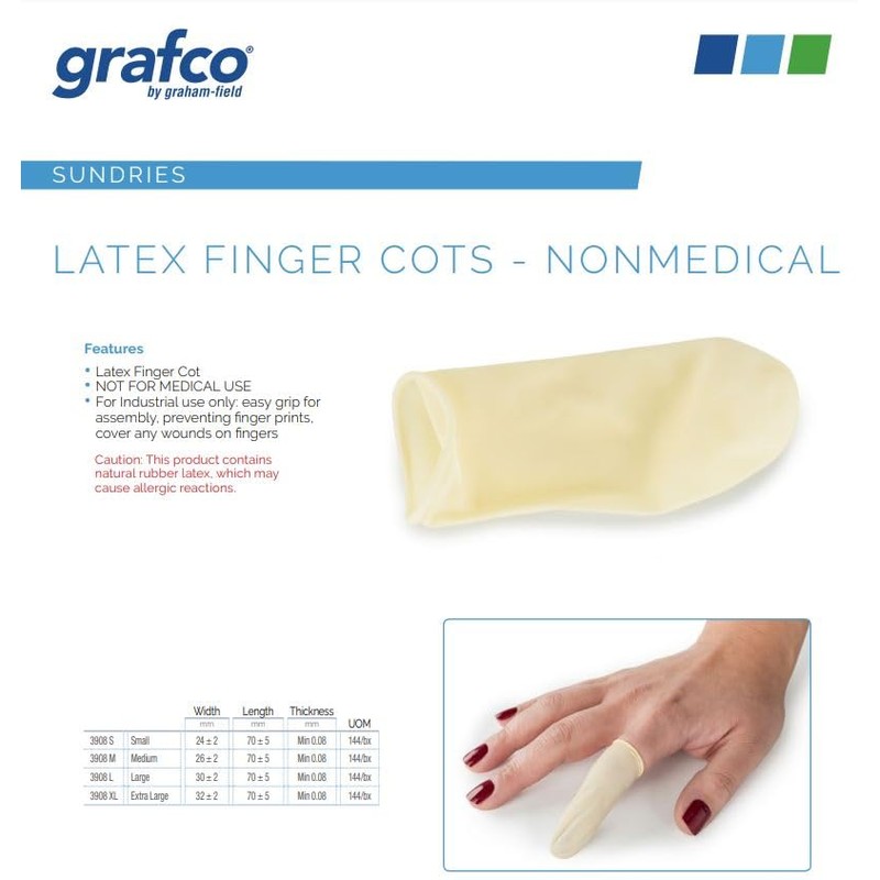 Graham Field Finger Cots Latex, Large 144 ea