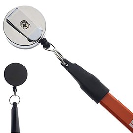 5 Pack - Heavy Duty Retractable Pull Pen Holder - Ideal for Markers & Carpenter Pencils - Nylon Cable, Self Retracting Reel & Tight Metal Belt Clip Retractable Carpenter Pencil Holder by Reel-N-Rite