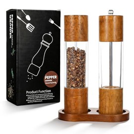 Meyeyaia Wooden Salt and Pepper Grinder Set with Tray