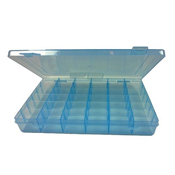 Beaupretty 36 Grids Clear Plastic Organiser Box Storage Box Earrings Jewellery Pearl Box Holder with Removable Dividers White Plastic, blue
